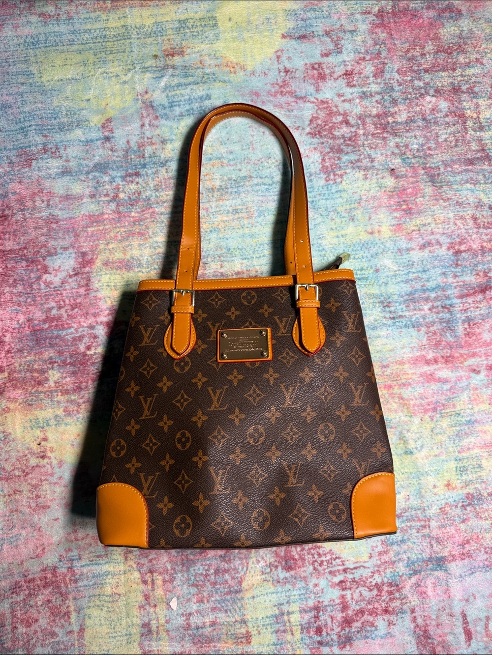 Canvas Tote with Tan Leather Accents